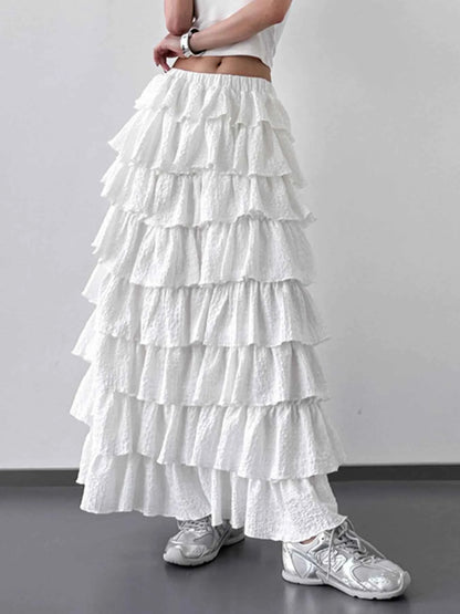 Ruffle Layered Maxi Skirt