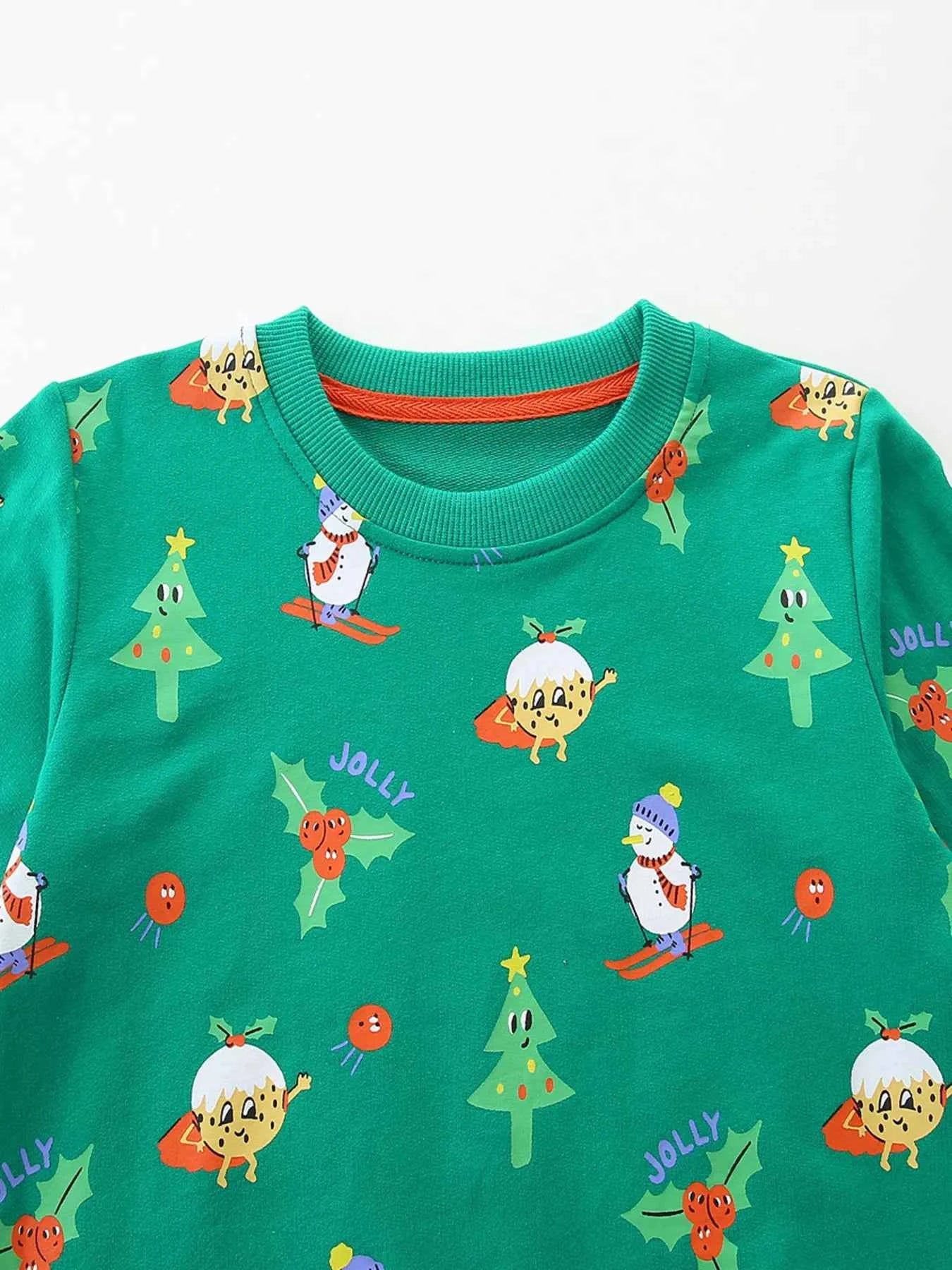 Children's Christmas Print Round Neck Sweatshirt
