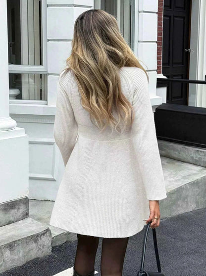 Button-Down Knitted Sweater Dress