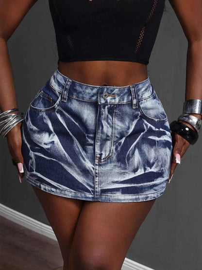 High Waist Denim Mini Skirt