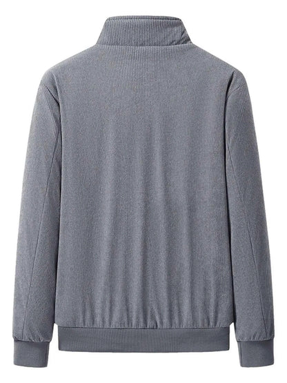 Men's Plus Size Full-Zip Bomber Corduroy Jacket with Sherpa Lining