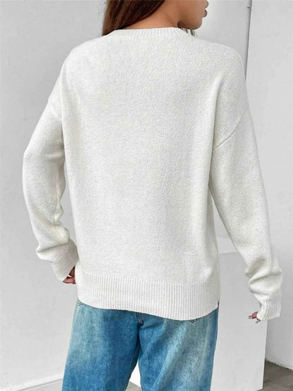 US Flag Round Neck Long Sleeve Sweater