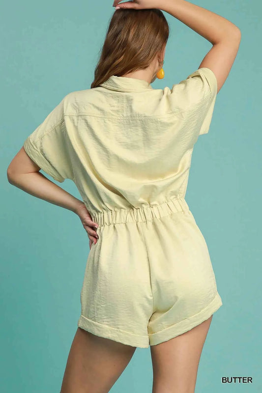 Umgee Button Down Charmeuse Romper