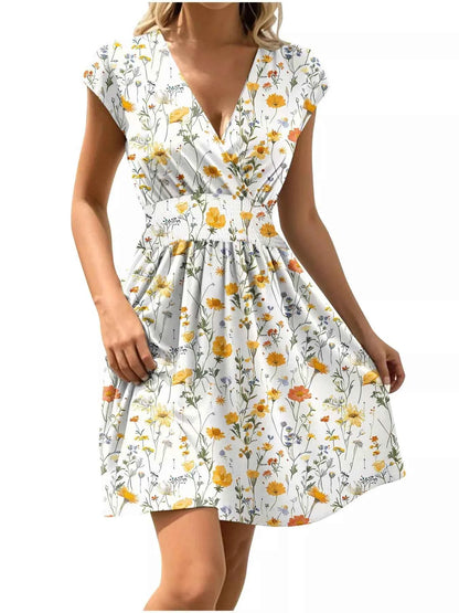 Floral Print Surplice Mini Dress