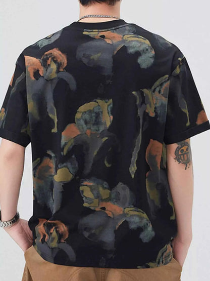 Men's Plus Size Contrast Round Neck Short Sleeve T-Shirt