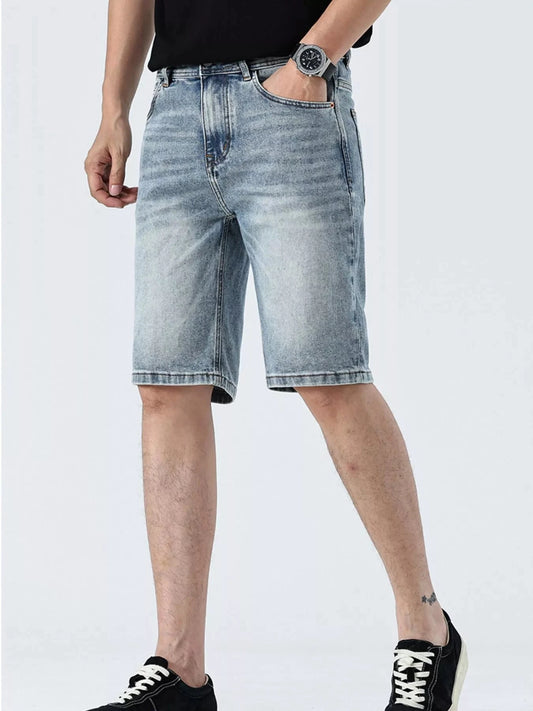 Men's Wash Denim Shorts with Pockets
