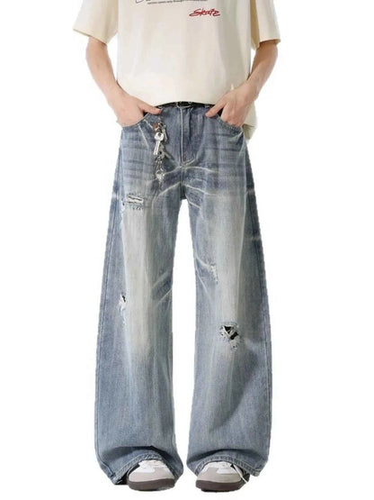 Men's Distressed Wide Leg Jeans