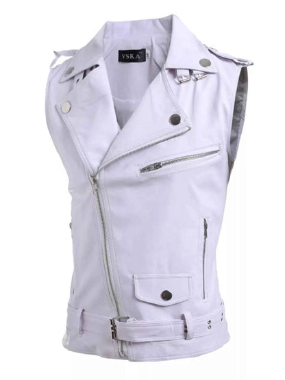 Men's Plus Size Asymmetrical Zipper Adjustable Belt Buckle Vest