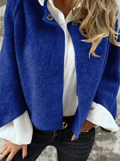 Full Size Dropped Shoulder Fuzzy Knit Cardigan Plus Size