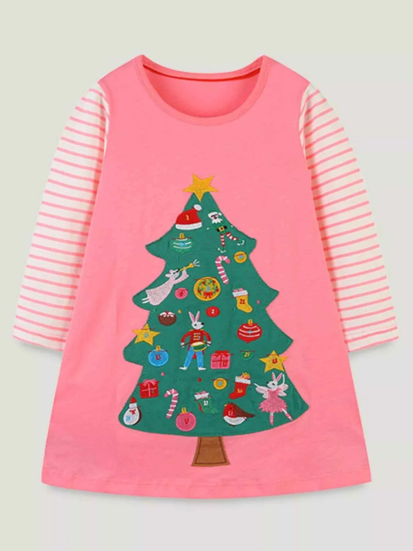 Children's Christmas Tree Long Sleeve Dress