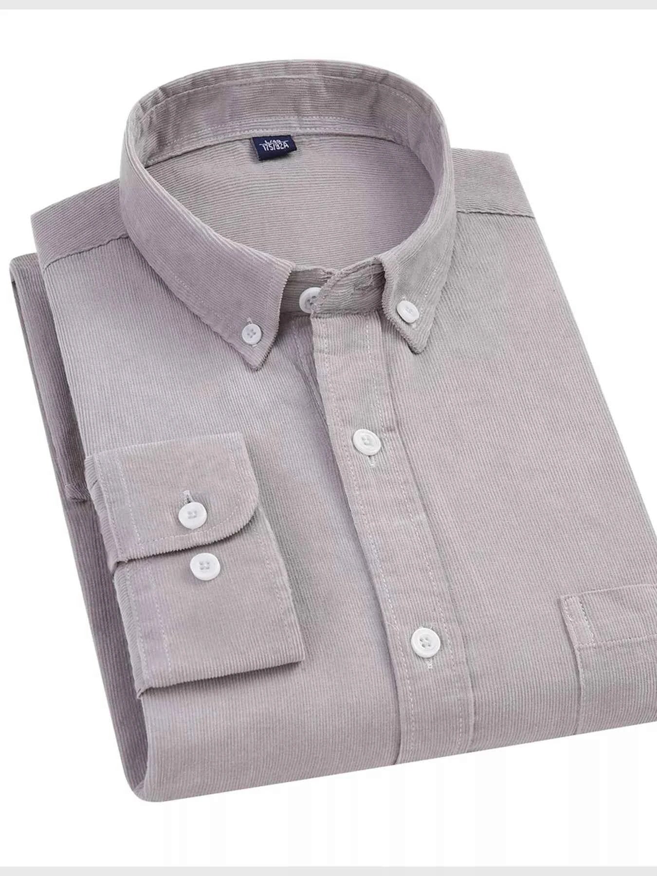 Men's Full Size Corduroy Long Sleeve Button-Down Shirt Plus Size