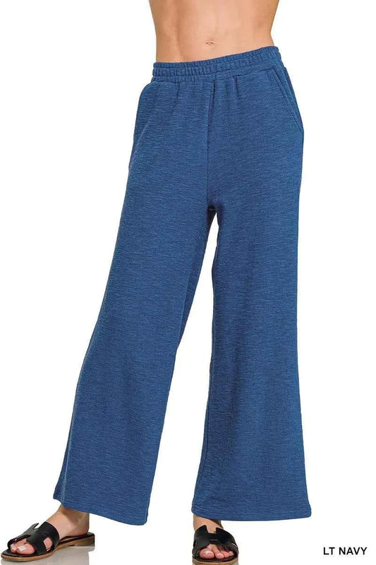 Zenana Cotton Slub Wide Leg Pants