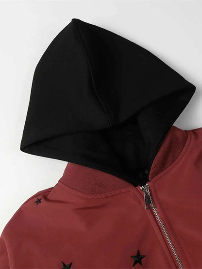 Men's Star Zip Up Hooded Jacket