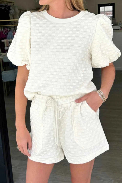 Checkered Texture Top and Shorts Set