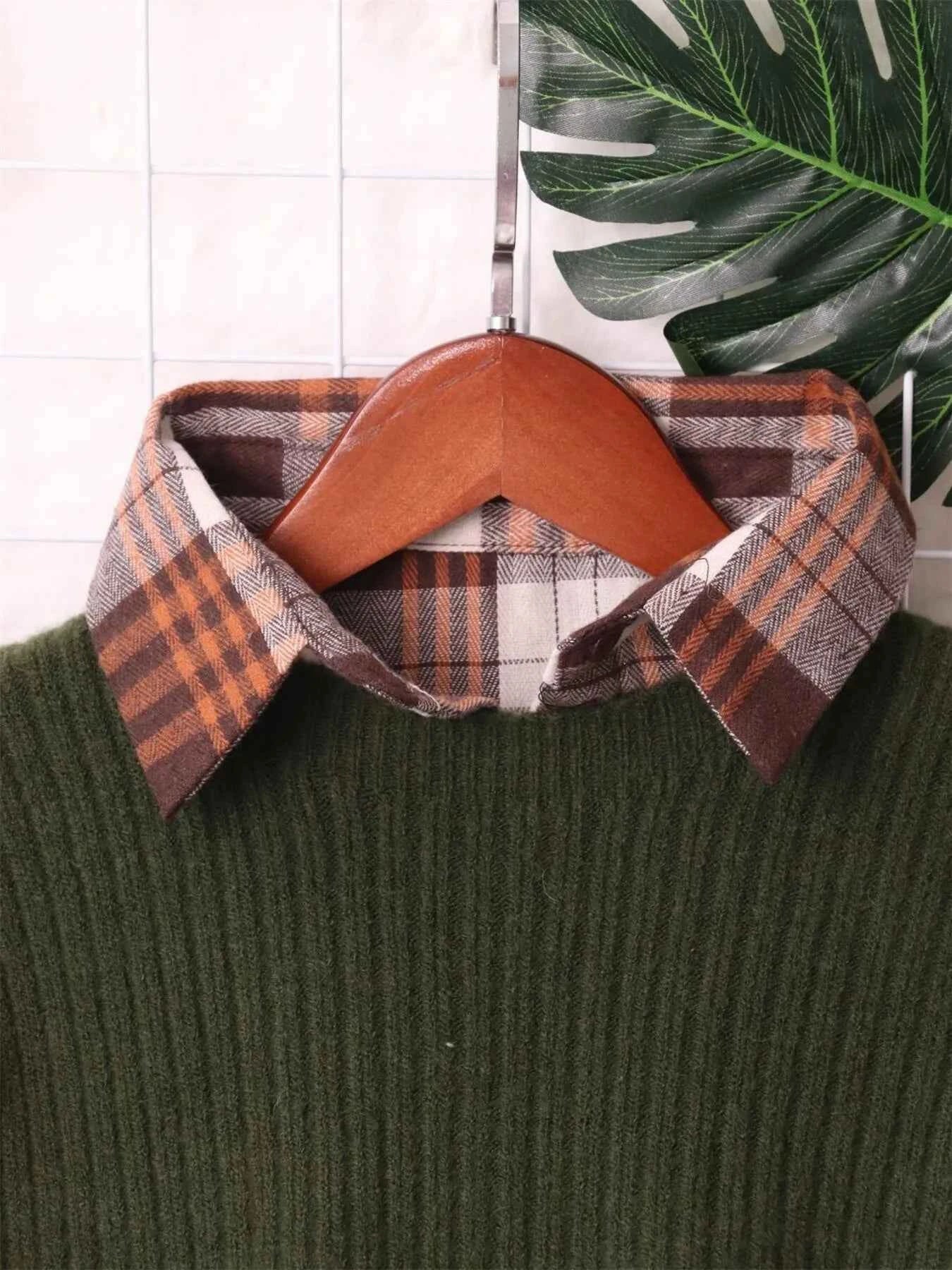 Plaid Long Sleeve Sweater Dress