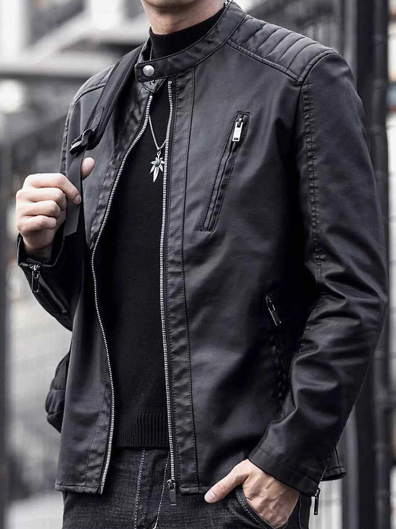 Men's Plus Size Zip Up Long Sleeve Jacket