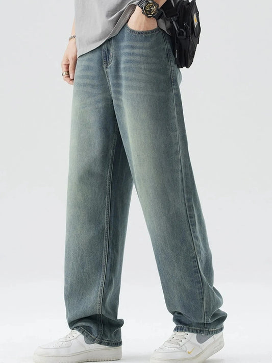 Men's Washed Wide Leg Relaxed Fit Jeans