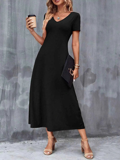 Casual V-Neck Short Sleeve Dress