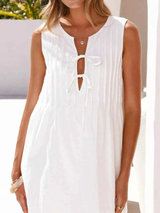 Sleeveless Tie-Front Mini Dress