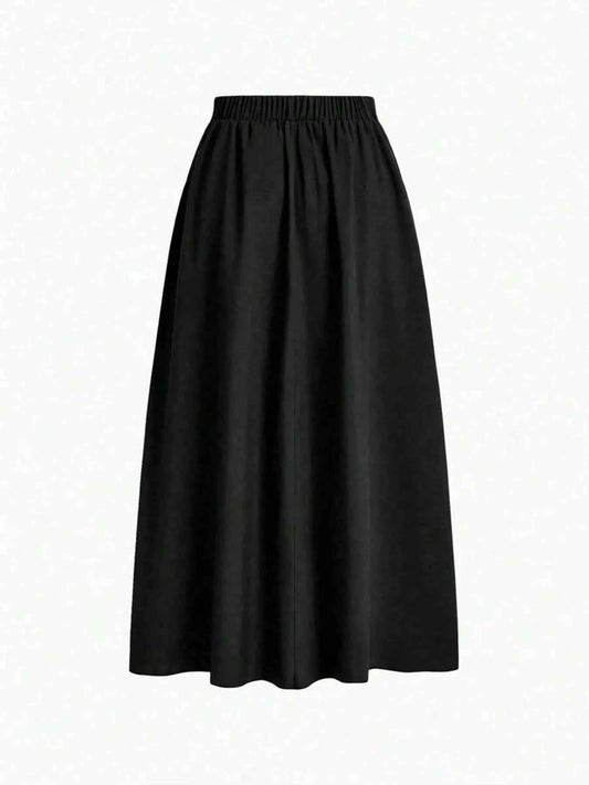 Elastic Waist Pleated Detail Skirt