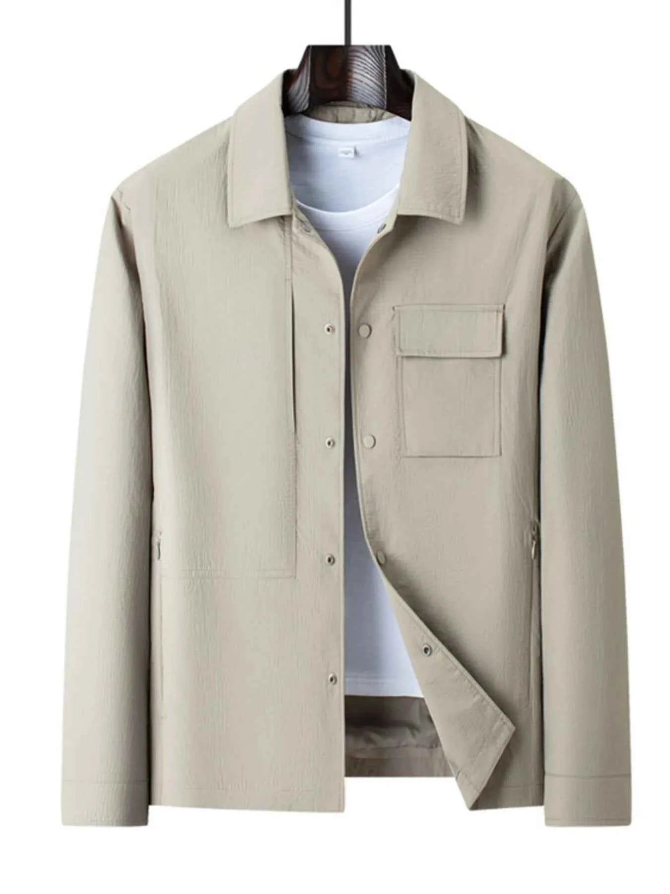 Men's Plus Size Snap Down Long Sleeve Jacket