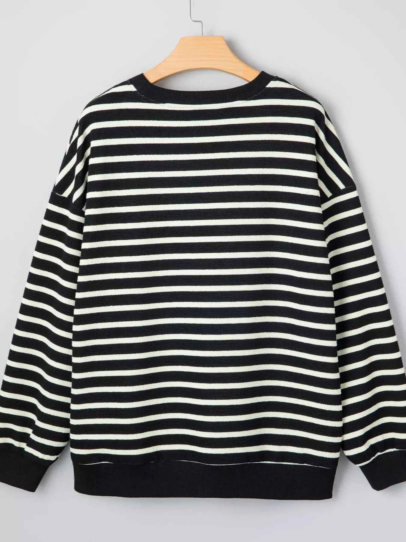 Stripe Contrast MERRY Letter Christmas Print Drop Shoulder Sweatshirt
