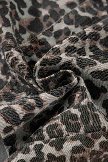 Leopard Denim Mini Skirt