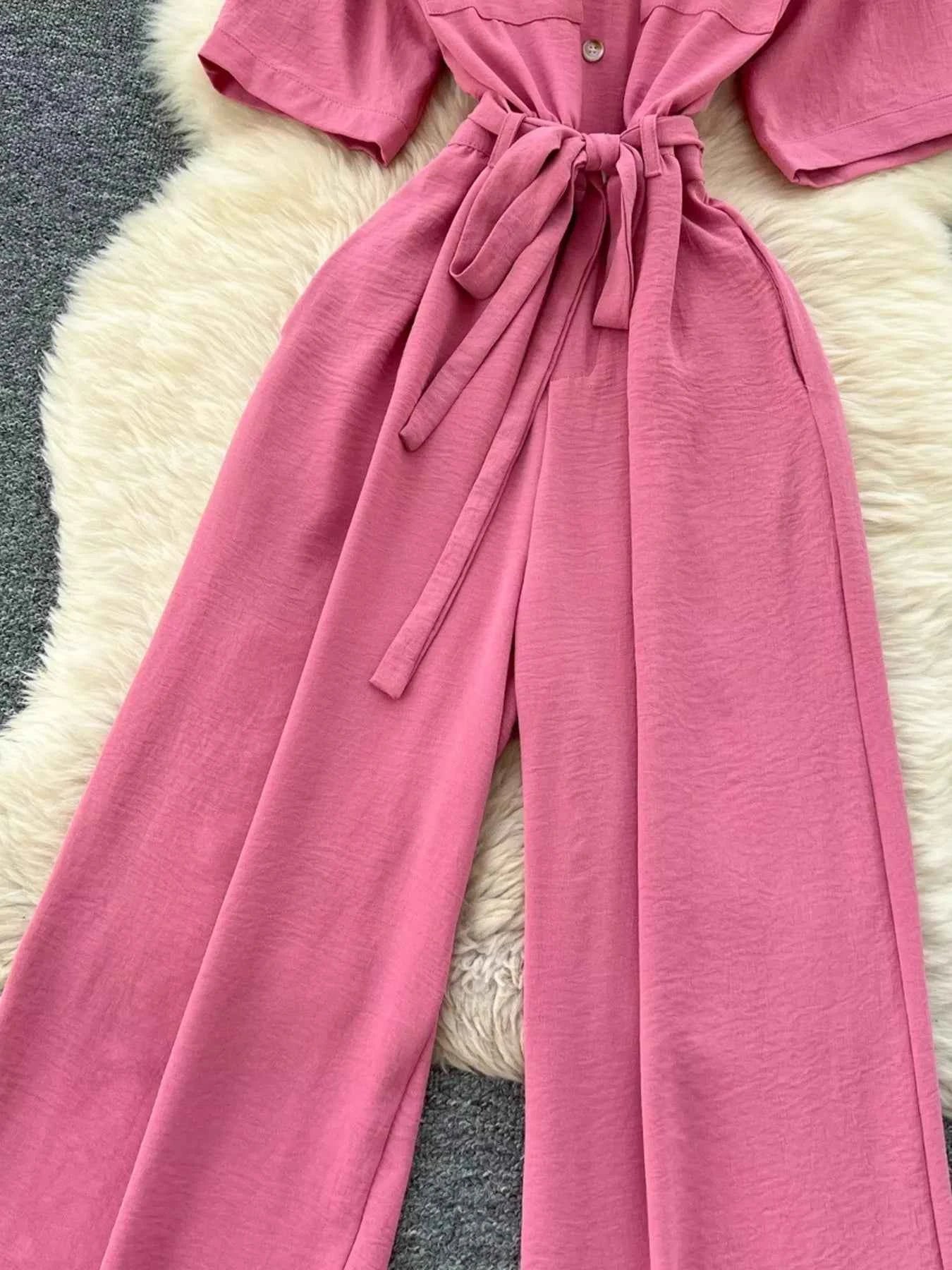 Tie Waist Wide Leg Jumpsuit