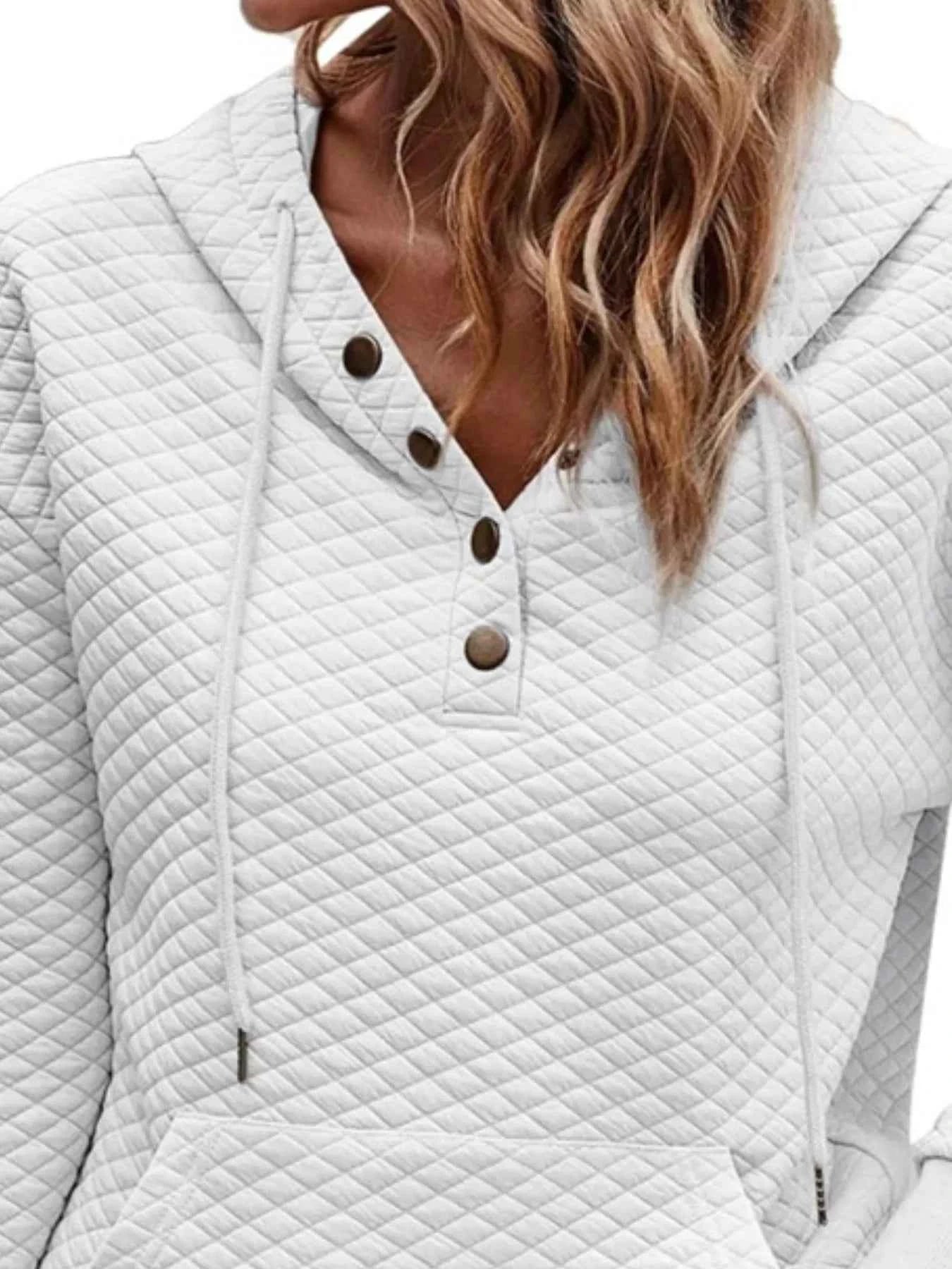 Drawstring Textured Dropped Shoulder Hoodie