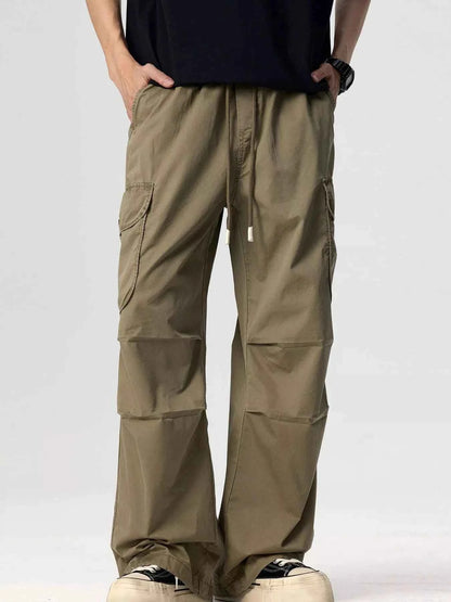 Men's Plus Size Drawstring Wide Leg Cargo Pants