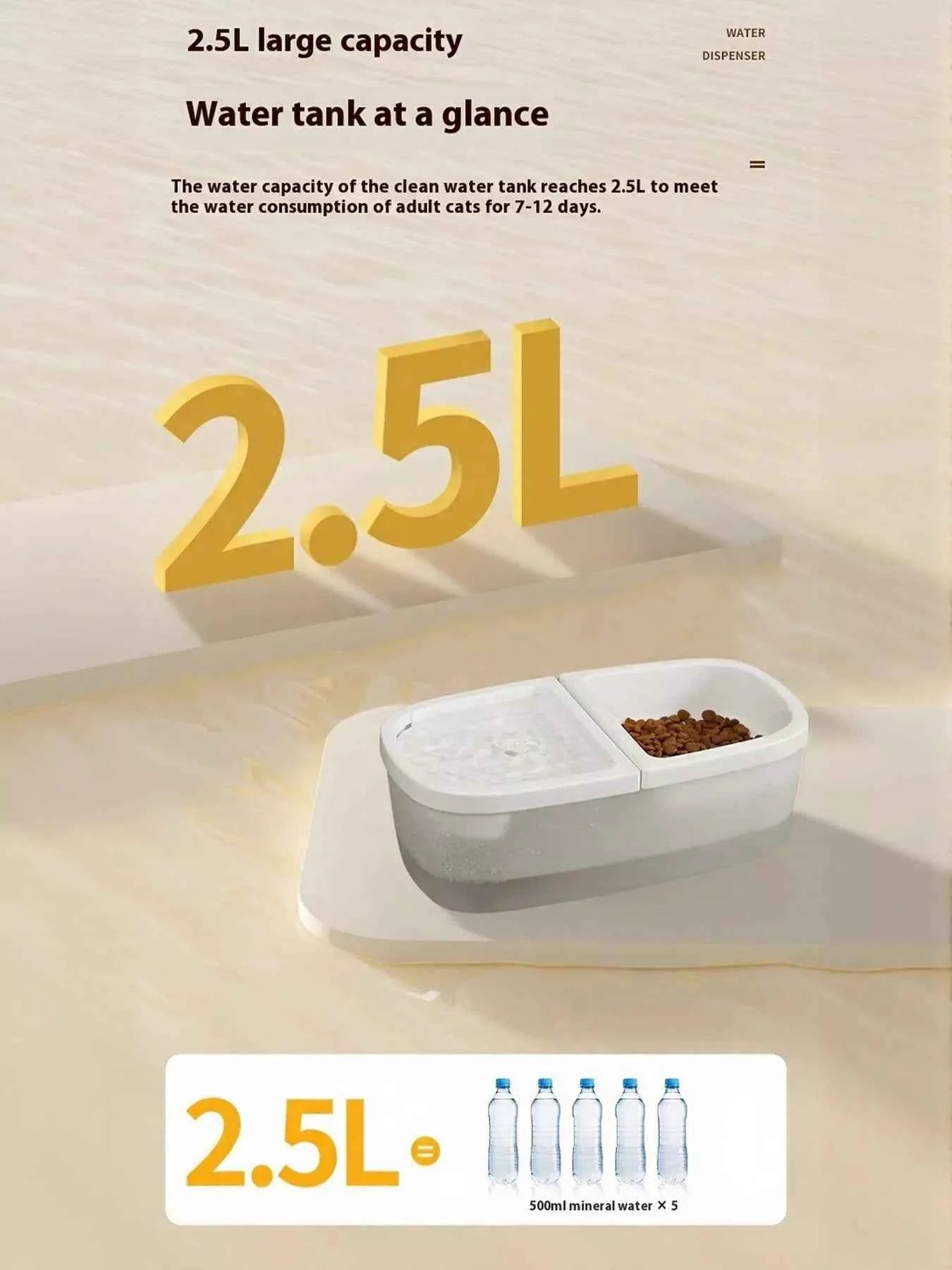 2-in-1 Automatic Water Dispenser & Food Bowl Pet Bowl