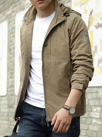 Men's Zip Up Long Sleeve Hooded Jacket