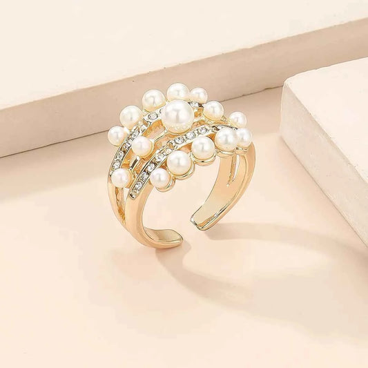Pearl 18K Gold-Plated Open Ring