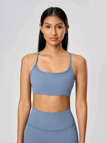Millennia Crisscross Back Scoop Neck Active Cami with Detachable Chest Pads