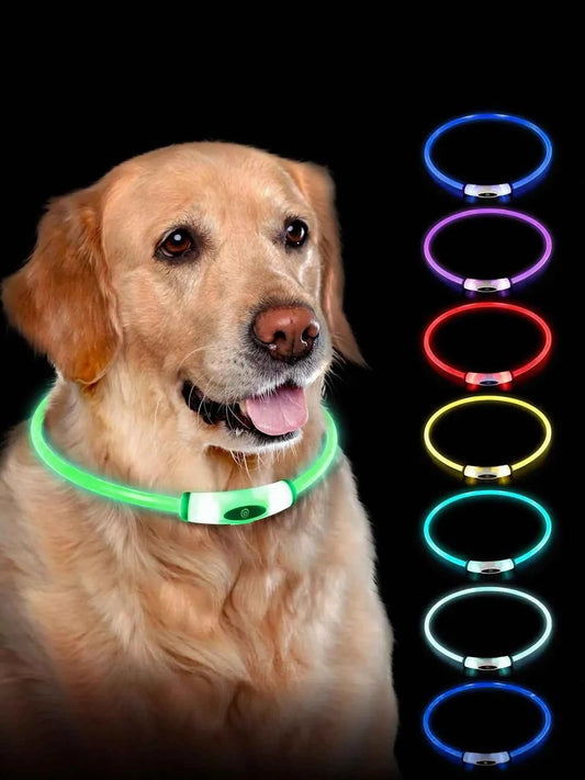 USB Rechargeable Cuttable Full Glow LED Pet Collar for Night Anti-Lost