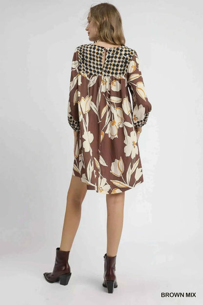 Umgee Floral High-Low Babydoll Dress