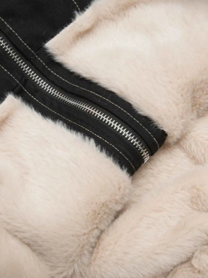 Men's Faux Fur Hooded Zip Up Jacket