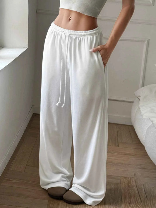 Relaxed Wide Leg Drawstring Pants