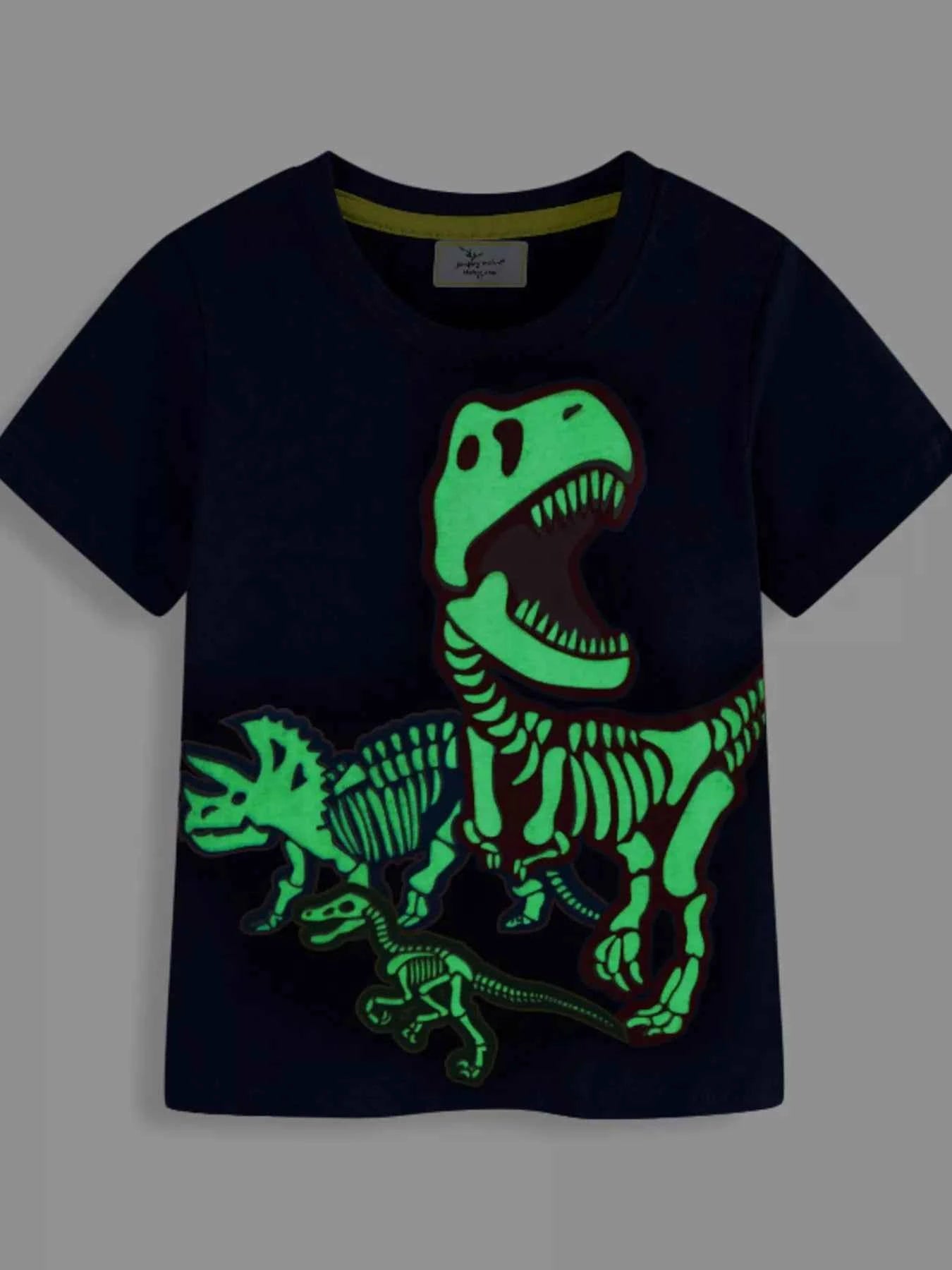 Children's Glow In The Dark Dinosaur Skeleton Graphic Crew Neck T-Shirt