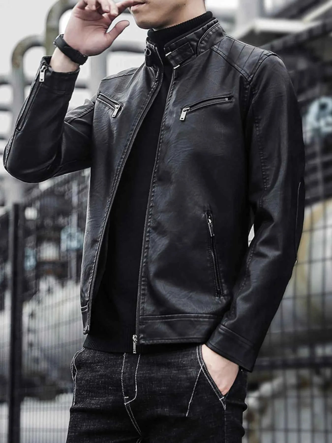 Men's Plus Size Zip Up Long Sleeve Jacket