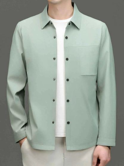 Men's Plus Size Button Up Long Sleeve Jacket