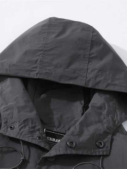 Men's Drawstring Long Sleeve Hooded Jacket