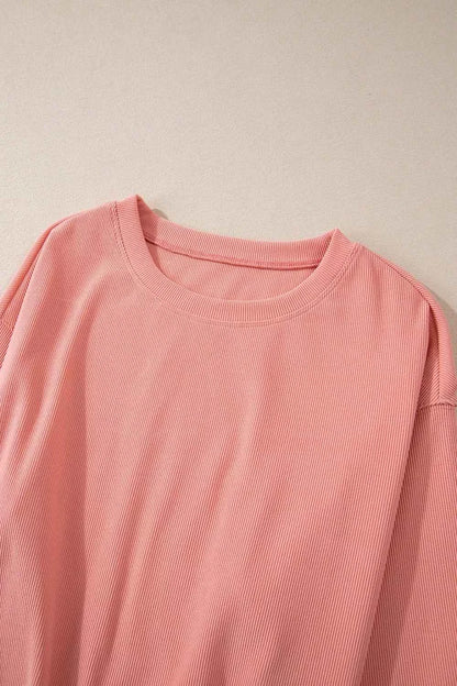 Ribbed Round Neck Top and Pants Set
