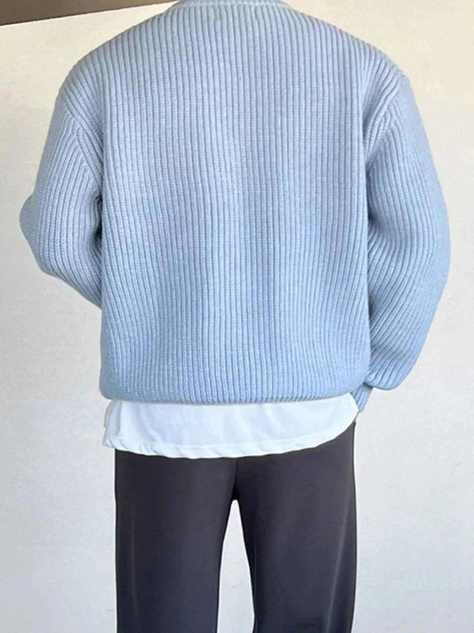 Men's Oversized Ribbed Round Neck Sweater