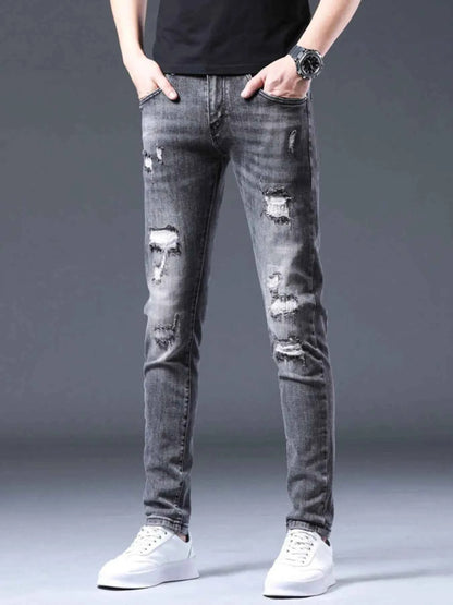 Men's Distressed Slim Fit Ripped Jeans