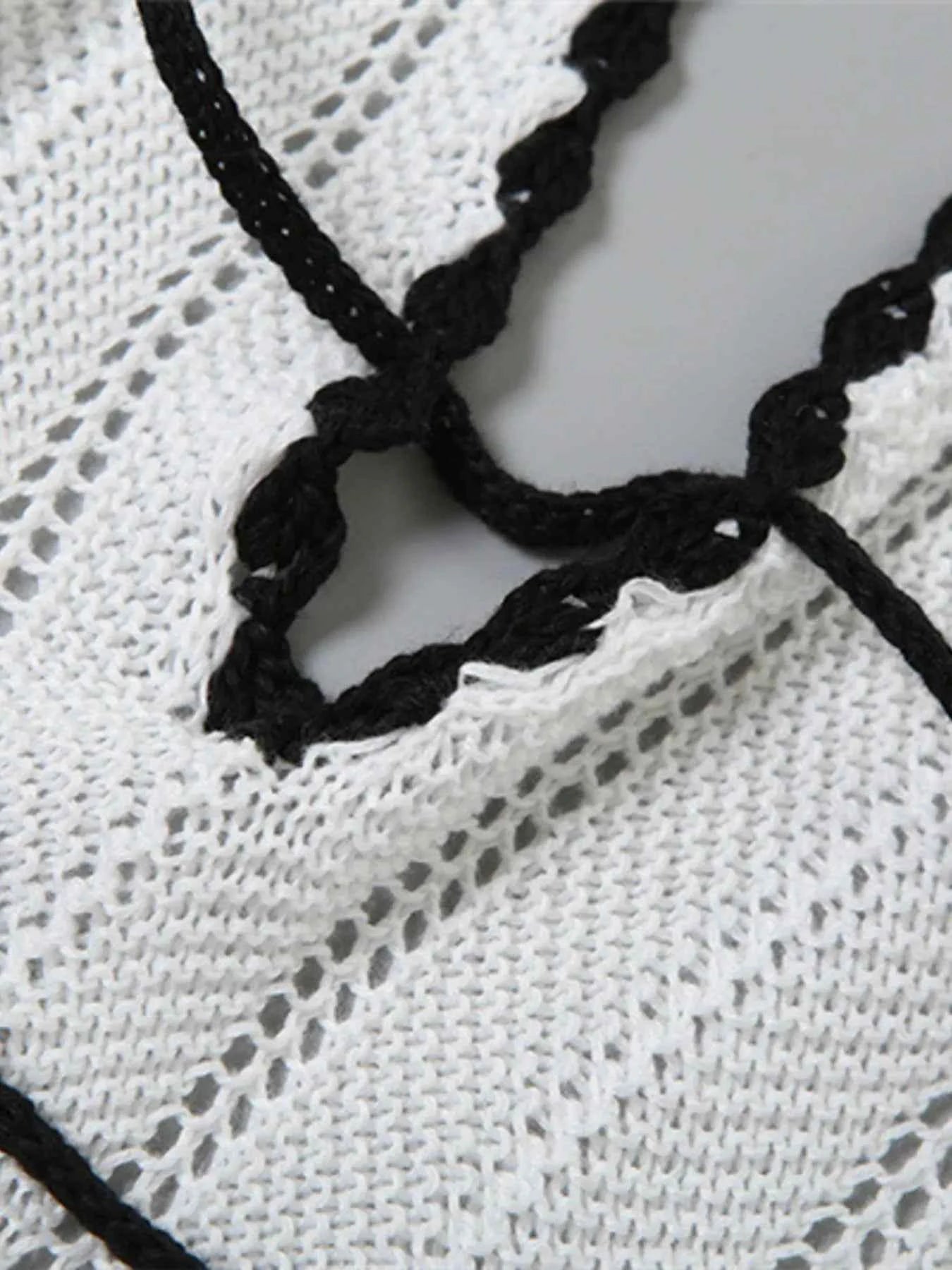 Openwork Halter Neck Maxi Sweater Dress