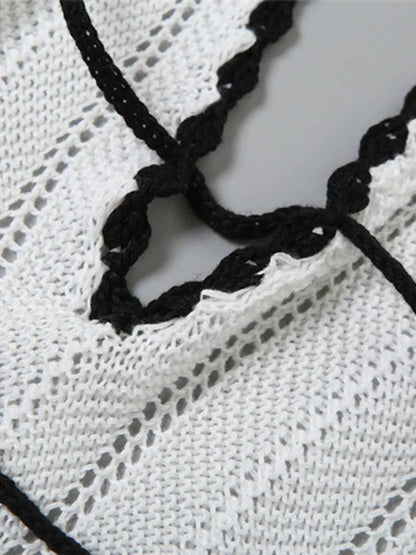 Openwork Halter Neck Maxi Sweater Dress