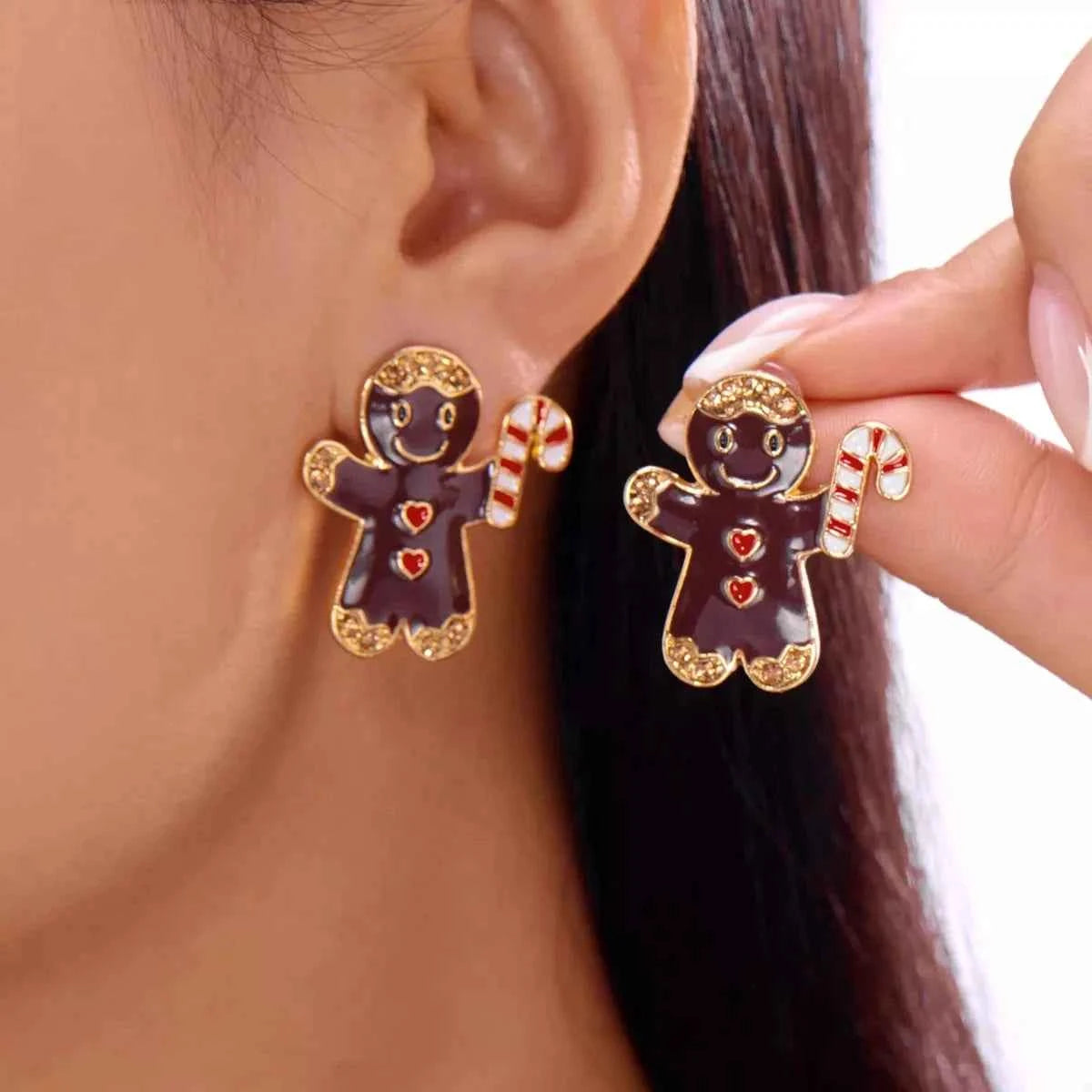Alloy Gingerbread Man Stud Earrings