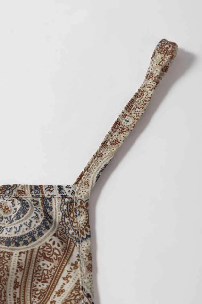 Paisley Printed Smocked Babydoll Cami