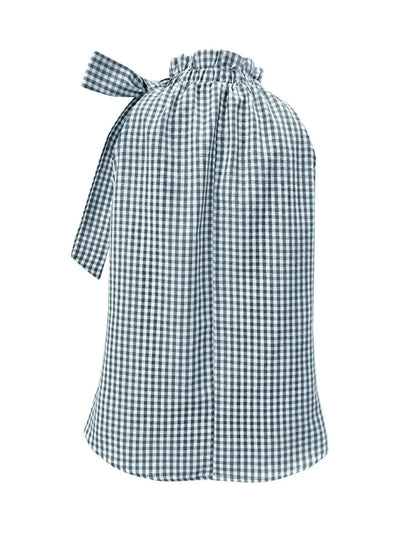 Asymmetric Gingham Bow Tie Sleeveless Top